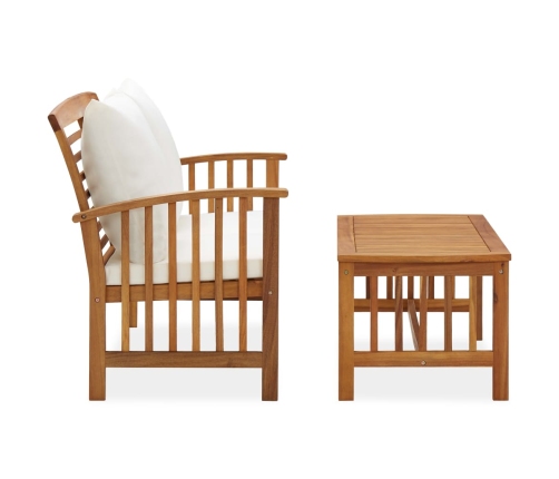 Muebles de jardín 2 piezas con cojines madera maciza de acacia