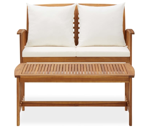 Muebles de jardín 2 piezas con cojines madera maciza de acacia