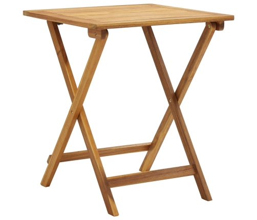 Mesa y sillas bistró plegables 3 pzas y cojines madera maciza