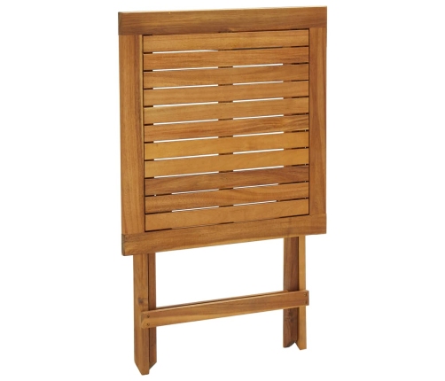 Mesa y sillas bistró plegables 3 pzas y cojines madera maciza