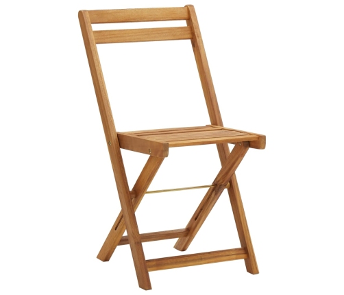 Mesa y sillas bistró plegables 3 pzas y cojines madera maciza