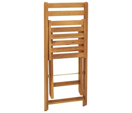 Mesa y sillas bistró plegables 3 pzas y cojines madera maciza