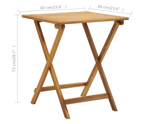 Mesa y sillas bistró plegables 3 pzas y cojines madera maciza