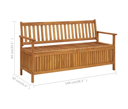 Banco de almacenaje de jardín madera de acacia maciza 148 cm