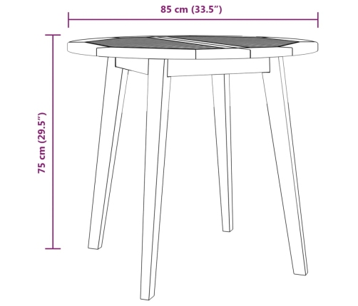 Mesa de jardín madera maciza de acacia Ø85x75 cm