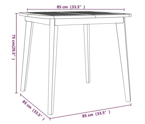 Mesa de jardín madera maciza de acacia 85x85x75 cm