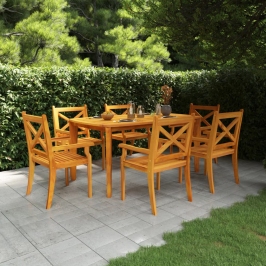 Mesa de jardín madera maciza de acacia 160x90x75 cm