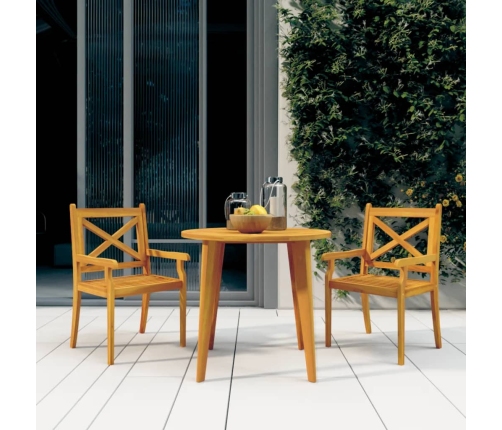 vidaXL Sillas de comedor de jardín 2 uds madera maciza de acacia