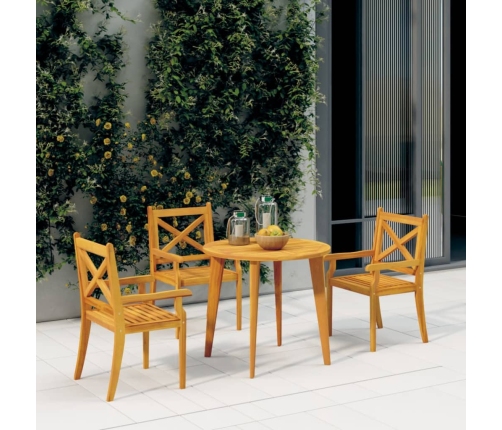 vidaXL Sillas de comedor de jardín 3 uds madera maciza de acacia