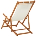 Silla de playa plegable madera maciza de eucalipto y tela crema