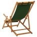 Silla de playa plegable madera maciza de eucalipto y tela verde