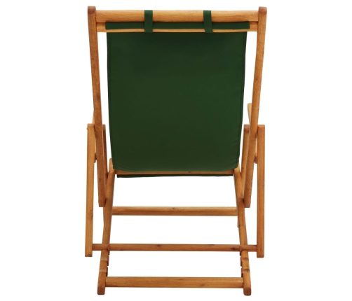 Silla de playa plegable madera maciza de eucalipto y tela verde