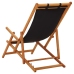 vidaXL Silla de playa plegable madera maciza de eucalipto y tela negra