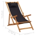 vidaXL Silla de playa plegable madera maciza de eucalipto y tela negra