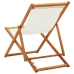 Silla de playa plegable madera maciza de eucalipto y tela crema