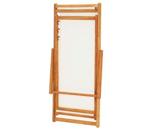 Silla de playa plegable madera maciza de eucalipto y tela crema