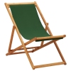 vidaXL Silla de playa plegable madera de eucalipto y tela verde