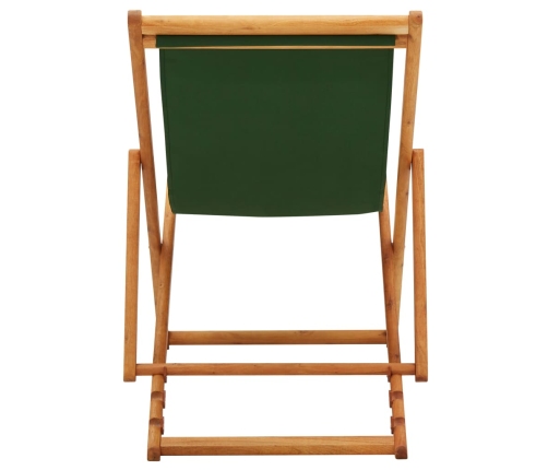 vidaXL Silla de playa plegable madera de eucalipto y tela verde