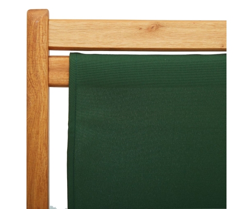 vidaXL Silla de playa plegable madera de eucalipto y tela verde