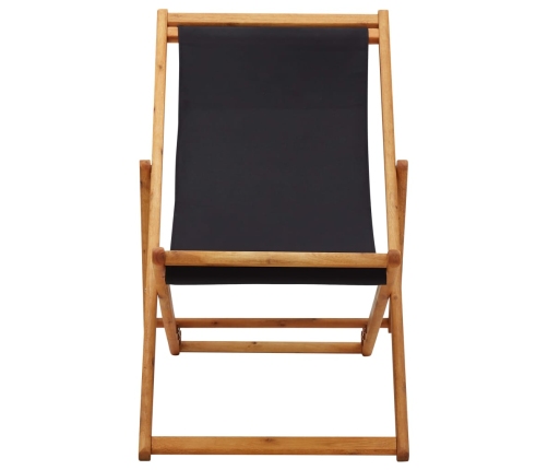 Silla de playa plegable madera de eucalipto y tela negra