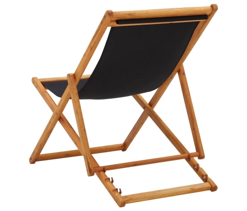 Silla de playa plegable madera de eucalipto y tela negra