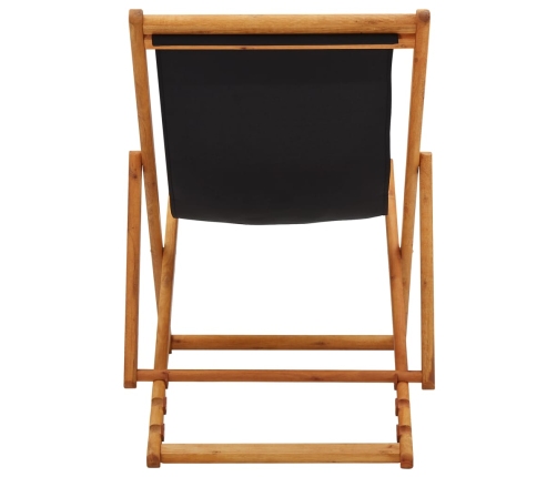 Silla de playa plegable madera de eucalipto y tela negra