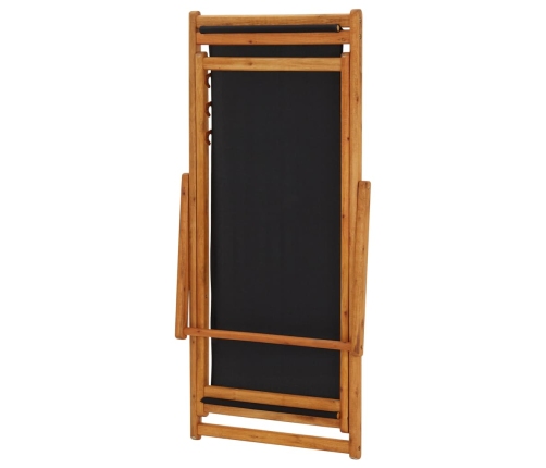 Silla de playa plegable madera de eucalipto y tela negra