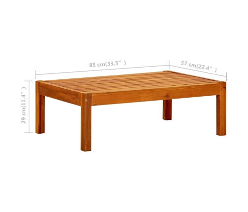 Mesa de jardín de madera de acacia maciza 85x57x29 cm