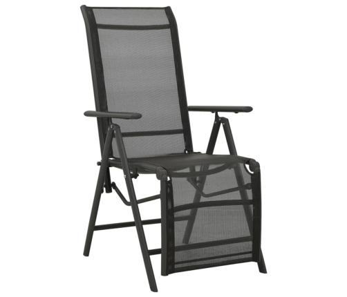 vidaXL Silla de jardín reclinables 2 uds textileno aluminio negro