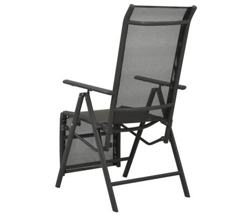 vidaXL Silla de jardín reclinables 2 uds textileno aluminio negro