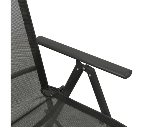 vidaXL Silla de jardín reclinables 2 uds textileno aluminio negro