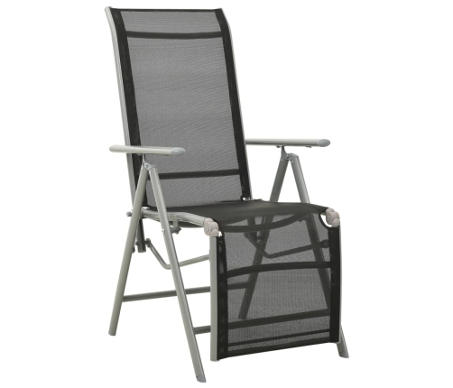 vidaXL Silla de jardín reclinable textileno y aluminio plateado