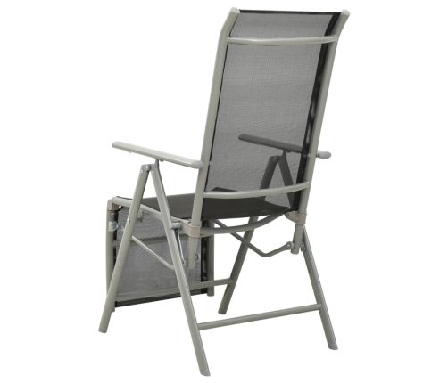 vidaXL Silla de jardín reclinable textileno y aluminio plateado