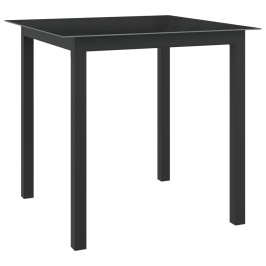 Mesa de jardín de aluminio y vidrio negro 80x80x74 cm