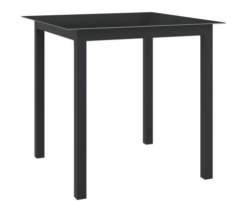 Mesa de jardín de aluminio y vidrio negro 80x80x74 cm