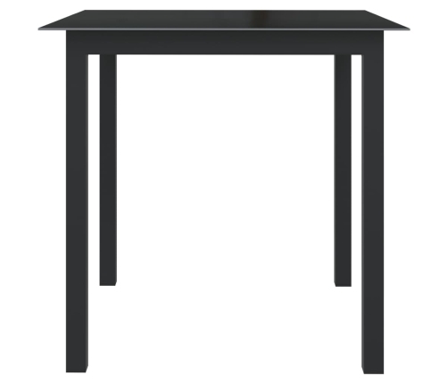 Mesa de jardín de aluminio y vidrio negro 80x80x74 cm