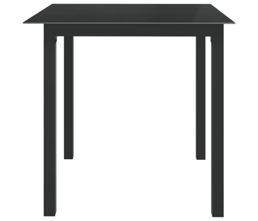 Mesa de jardín de aluminio y vidrio negro 80x80x74 cm