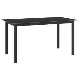 Mesa de jardín de aluminio y vidrio negro 150x90x74 cm