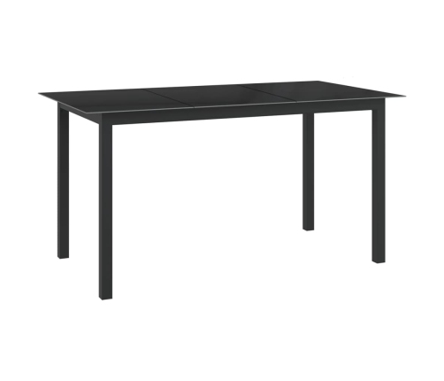 Mesa de jardín de aluminio y vidrio negro 150x90x74 cm