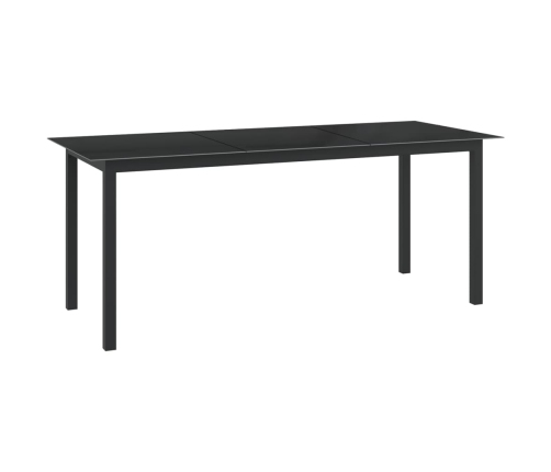 Mesa de jardín de aluminio y vidrio negro 190x90x74cm