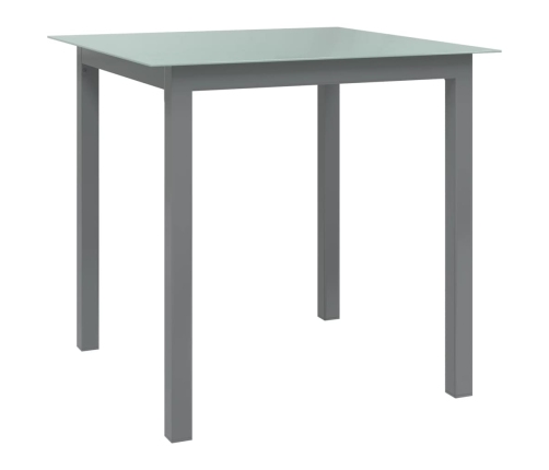 Mesa de jardín de aluminio y vidrio gris claro 80x80x74 cm