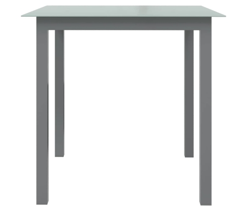 Mesa de jardín de aluminio y vidrio gris claro 80x80x74 cm