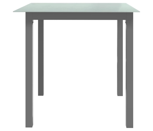 Mesa de jardín de aluminio y vidrio gris claro 80x80x74 cm