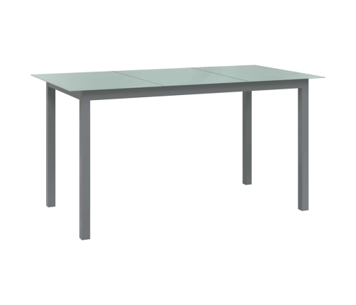 Mesa de jardín de aluminio y vidrio gris claro 150x90x74 cm