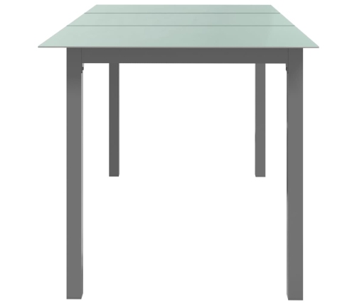 Mesa de jardín de aluminio y vidrio gris claro 150x90x74 cm