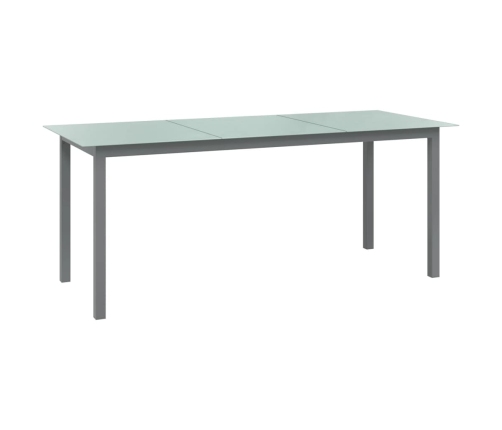 Mesa de jardín de aluminio y vidrio gris claro 190x90x74 cm