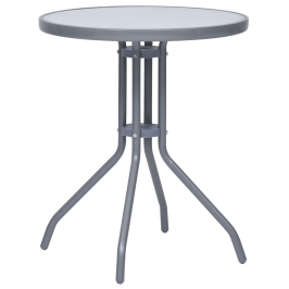 Mesa de jardín de acero y vidrio gris claro 60 cm