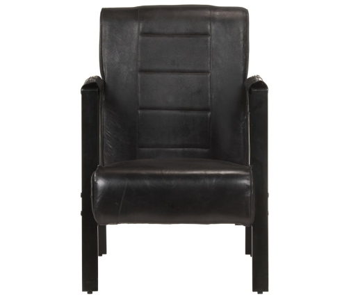 Sillón de cuero auténtico de cabra negro 60x80x87 cm