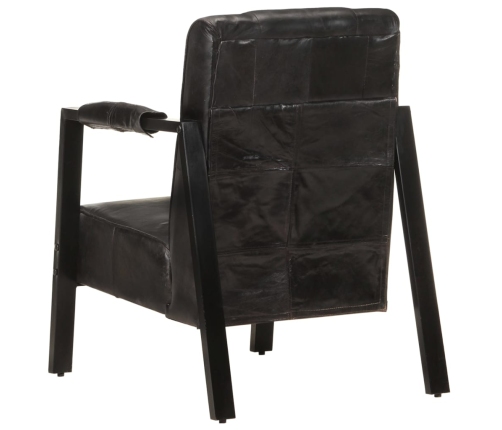 Sillón de cuero auténtico de cabra negro 60x80x87 cm