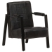 Sillón de cuero auténtico de cabra negro 60x80x87 cm